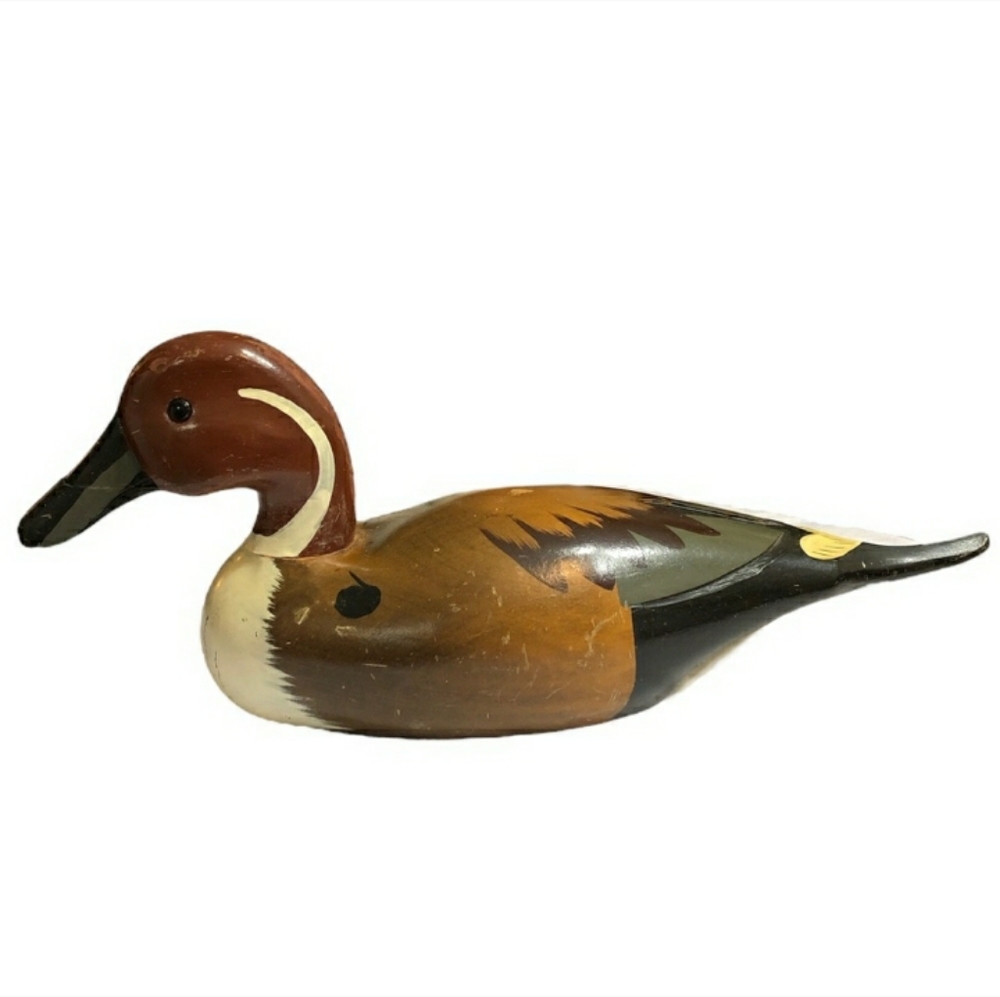 VINTAGE Mid-Century Carved Wooden Duck DecoyBeautiful example of America…
